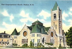 1940s NASHUA NEW HAMPSHIRE FIRST CONGREGATIONAL CHURCH LINEN POSTCARD P646