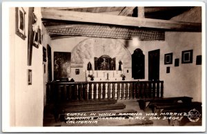 Chapel Ramona's Marriage Place San Diego California CA Real Photo RPPC Postcard