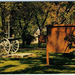 c1950s Fort Benton, MT Cannon Mullan Road Sign Old Park Fur Trading Postcard A65