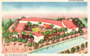 Consumers Building Landscaped Court New York World's Fair 1939 Vintage Postcard