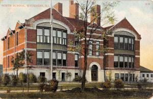 Waukegan Illinois North School Street View Antique Postcard K42830