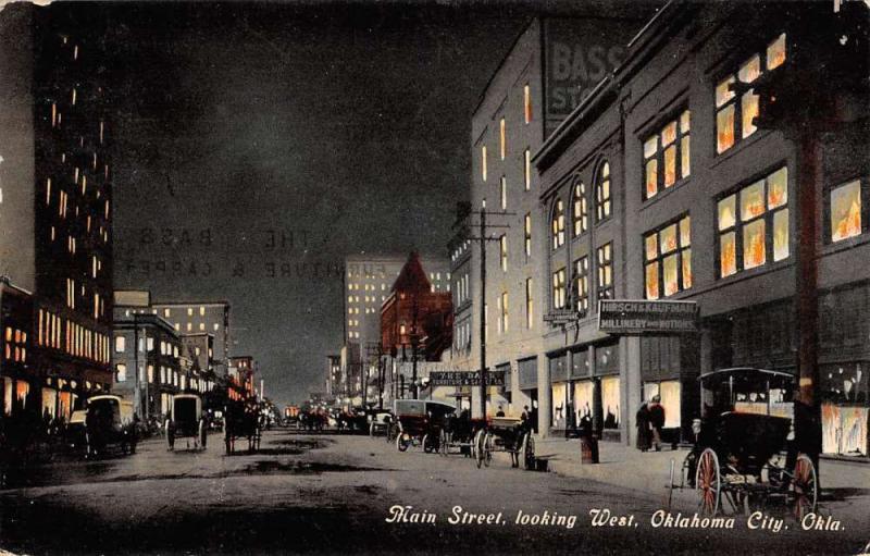 Oklahoma City Oklahoma Main Street Looking West Antique Postcard K100602