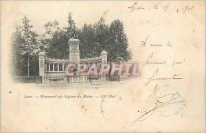 Postcard Old Lyon Monument Legions of the Rhone (map 1900)