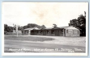 Indianola Iowa IA Postcard RPPC Photo Frontier Hotel West On Highway 92 Antique