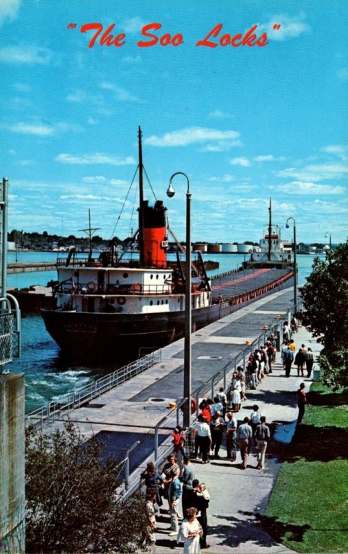 Michigan Sault Ste Marie Lake Freighter In Soo Locks