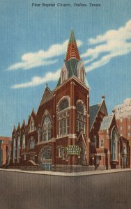 Vintage Postcard First Baptist Church Parish Building Dallas Texas Martin News