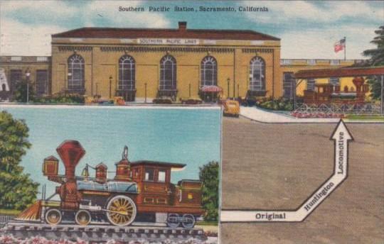 Original Huntington Locomotive At Southern Pacific Station Sacramento Califor...