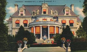 Vintage Postcard Chetwood Residence Of J. J. Astor Newport Rhode Island Berger