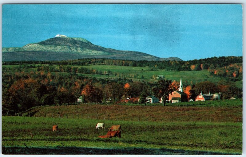 c1960s Duxbury, VT Camels Hump Church Village Don Sieburg Photo Chrome PC A311