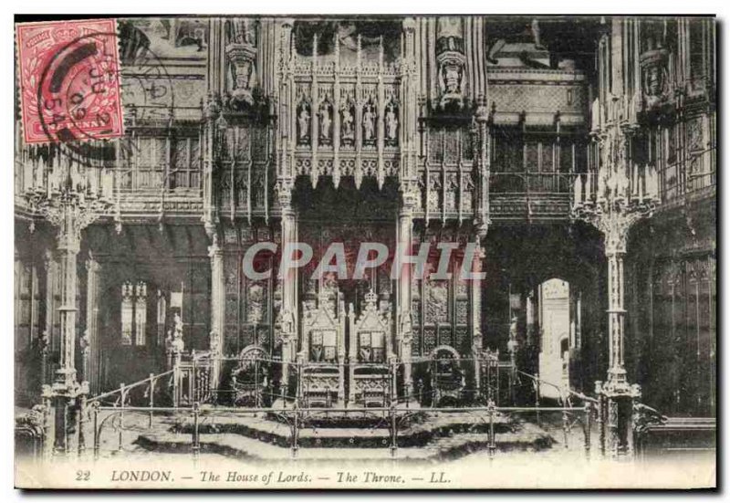 Old London Postcard The House Of Lords The Throne