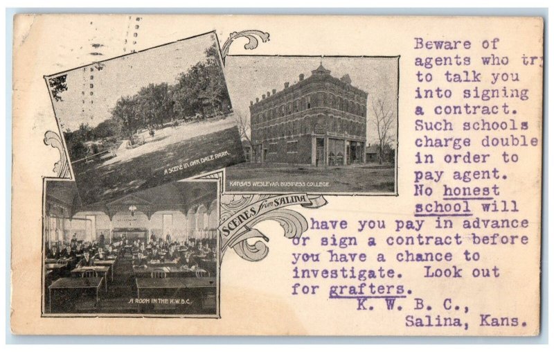 1907 Scenes Of Oak Dale Park KWBC And Its Room From Salina Kansas KS Postcard