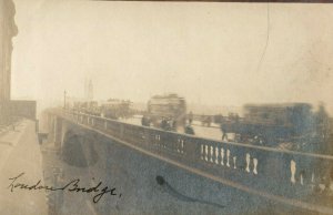 1908 RPPC Rush Hour on London Bridge Unique View Real Photo Postcard F1 