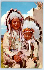 Chief & Papoose - Native American Postcard