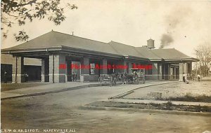 Depot, Illinois, Naperville, RPPC, Chicago Burlington & Quincy Railroad Station