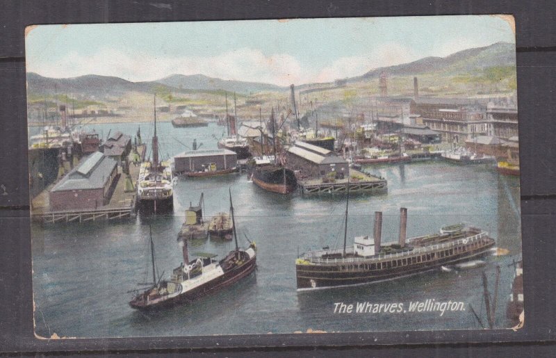 NEW ZEALAND, c1910 ppc. WELLINGTON, THE WHARVES, unused. 