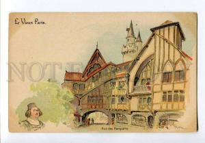 251321 Old PARIS Rue des Remparts by ROBIDA Vintage PC