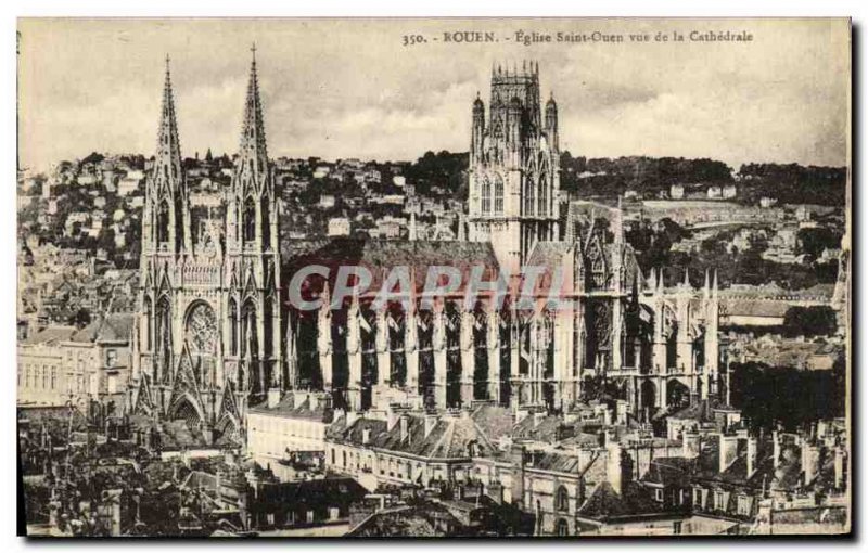 Old Postcard Rouen Saint Ouen Church View of the Cathedral