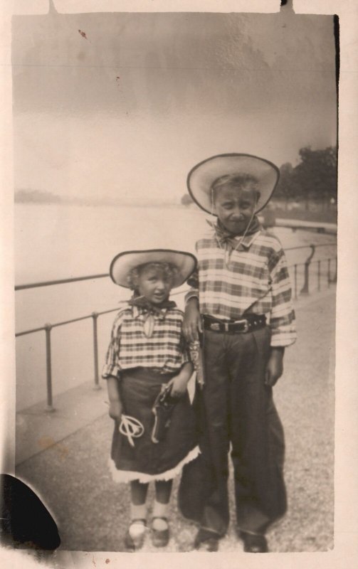 Vintage Postcard Portrait of Children Big Brother & His Little Sister Boy & Girl