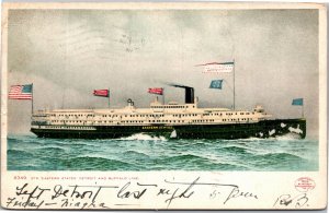 Postcard Ship Steamer Eastern States Detroit and Buffalo Line