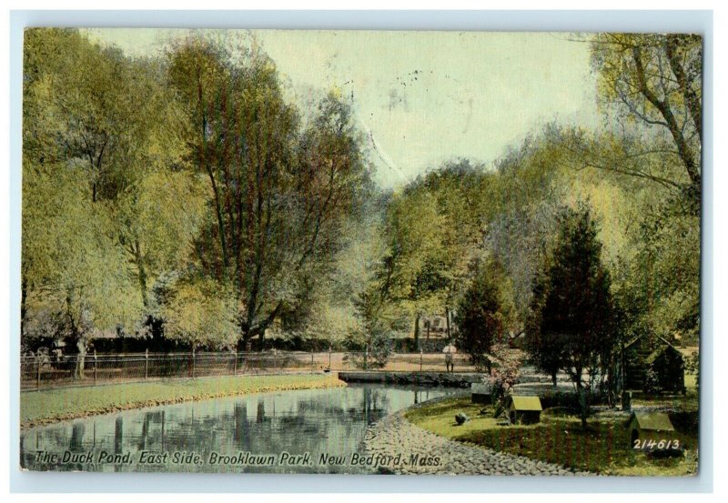 1911 The Duck Pond East Side Brooklawn Pak New Bedford Massachusetts MA Postcard 
