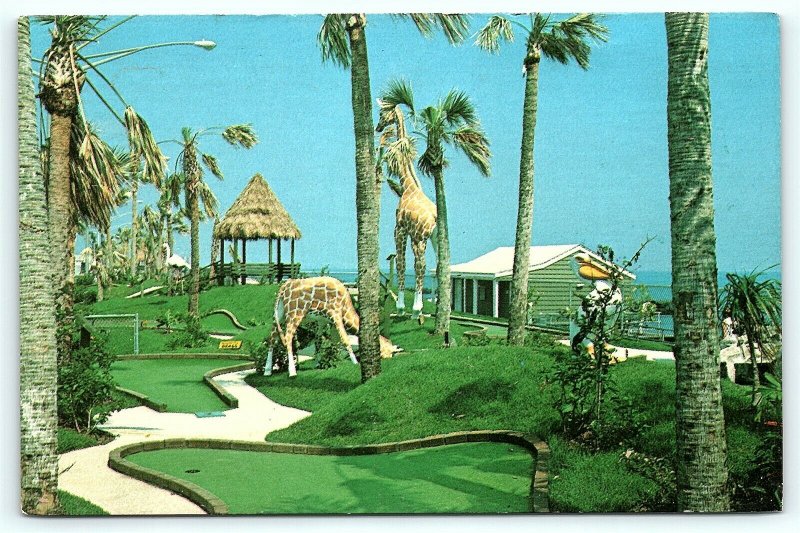 Postcard NJ Long Branch Safari Animals Miniature Mini Golf Course C33