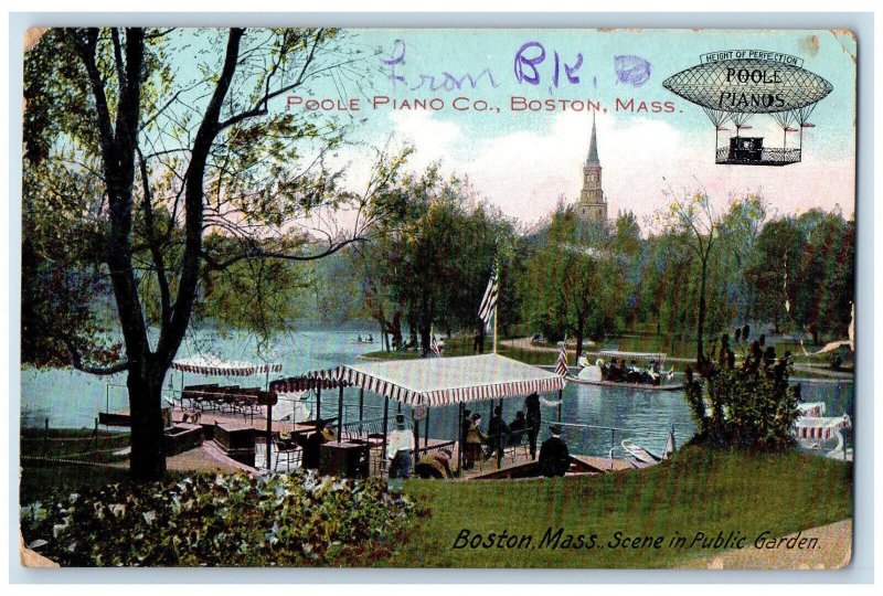 Scene In Public Garden Boston Massachusetts MA, Scenic View Vintage Postcard 