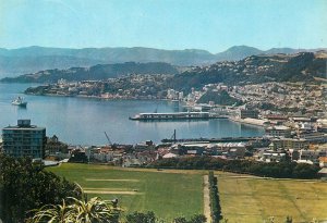 Wellington from Kelburn New Zealand butterfly stamp postcard