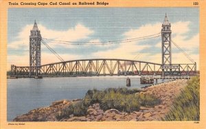 Train Crossing Cape Cod Canal on Railroad Bridge Massachusetts  