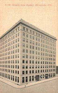 Vintage Postcard 1911 View of Security Bank Building Minneapolis Minnesota MN