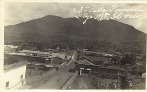 el salvador, SANTIAGO DE MARIA, 3a Calle Poniente, El Tigre Volcano (1910s) RPPC