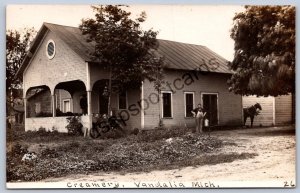 K49/ Vandalia Michigan RPPC Postcard c1910 Creamery Building 509