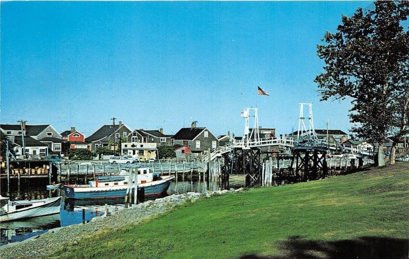 Ogunquit Maine~Perkins Cove Scene~Colony & Draw Bridge~Fishing Boats~Houses~1966