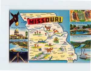 Postcard Missouri Famous Landmarks and Map Missouri USA