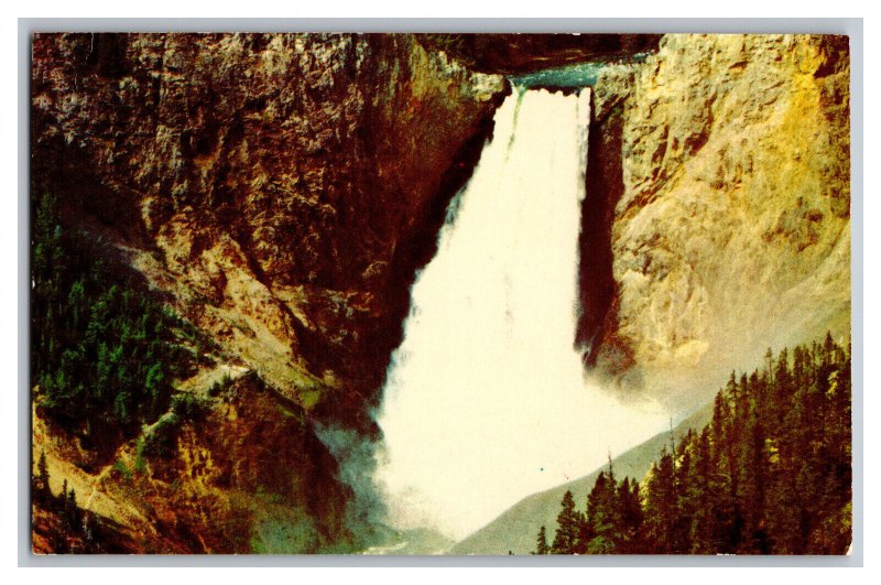 Postcard WY Lower Falls Yellowstone National Park Vintage Standard View Card 