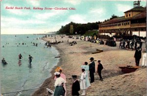 Ohio Cleveland Beach At Euclid Beach Bathing Scene
