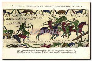 Postcard Old Bayeux Tapestry Queen Mathilde Harold saves the Normans and the ...