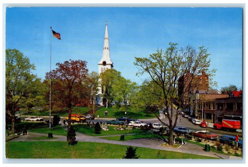1964 First Congregational Church Fronting Church Street Boston MA Flag Postcard