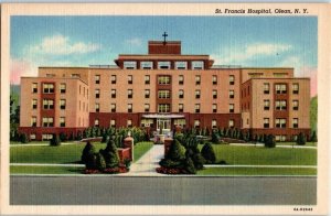 1938 St. Francis Hospital Olean NY Linen Postcard