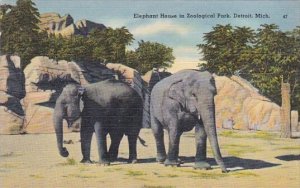 Elephants At Elephant House In Zoological Park Detroit Michigan