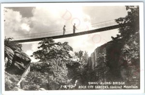 c1940s Lookout Mountain, GA Rock City Swing Along Bridge RPPC Photo Postcard A92