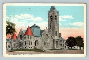 Nashua NH-New Hampshire 1st Congregational Church, Vintage c1922 Postcard