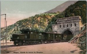 Postcard Brique du Simplon Tunnel Railroad Electric Switzerland