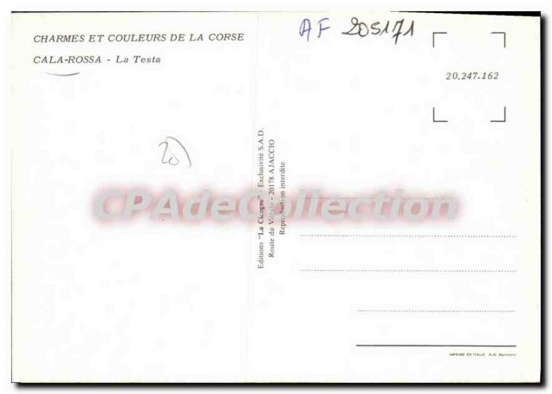 Postcard Modern Cala Rossa Testa