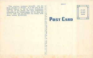ST LOUIS, MO Missouri  CATHOLIC CATHEDRAL~Church  c1940's Kropp Linen Postcard