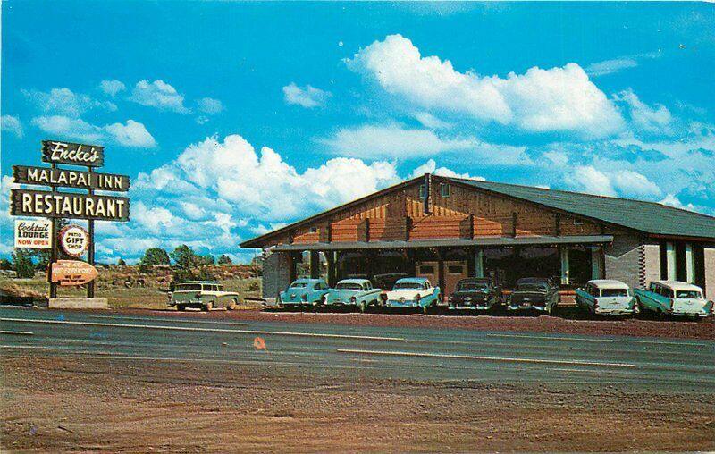 Autos Encke's Malapal Inn 1963 Postcard roadside Show Low Arizona 13670