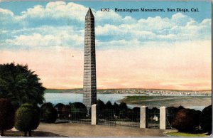 Bennington Monument San Diego CA Linen Postcard c1945