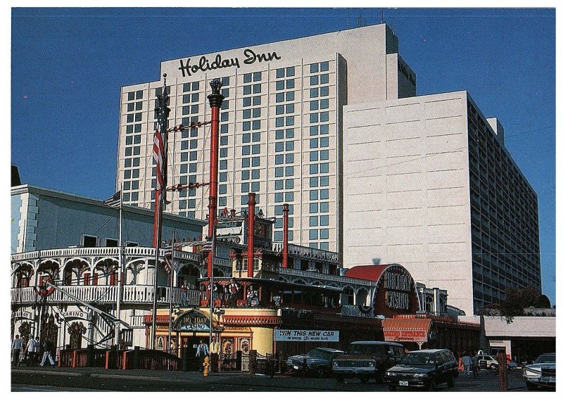 Holiday Inn & Casino Old Try This New Car Old Cars Parked Postcard