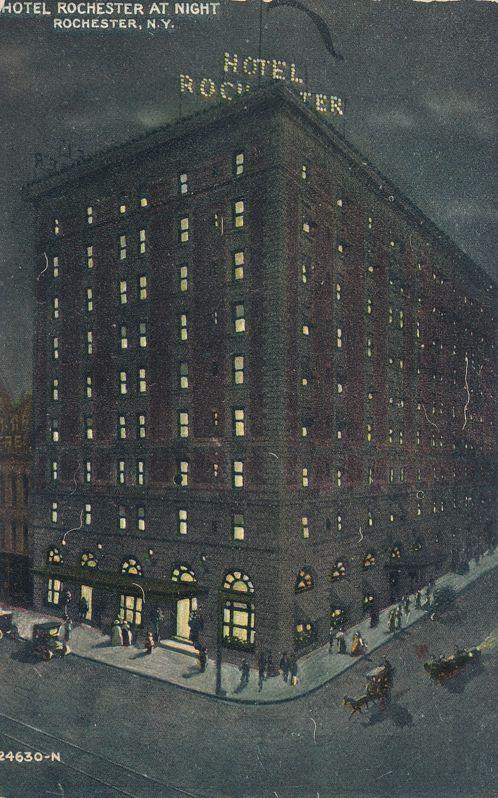 Hotel Rochester at Night - Rochester, New York - DB