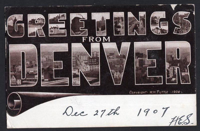 Colorado DENVER Large Letter Greetings from Copyright M.H. Tuttle - pm1907 - DB