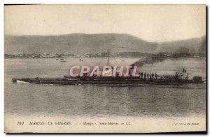 Postcard Old Boat Submarine Monge